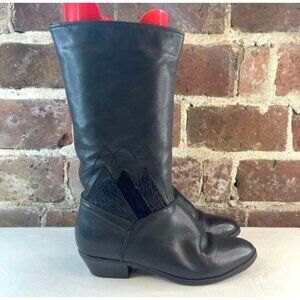 Vintage Balade Black Leather w/ Suede Detail Heeled Canadian Booties Sz 8